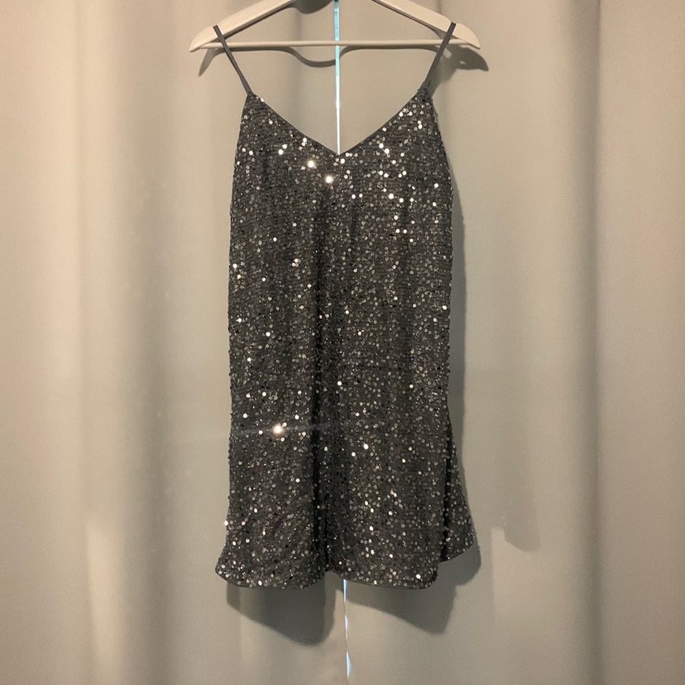 Silver/ grey/ blue sequin loose fitting dress